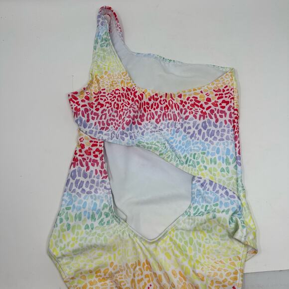 Onia Rainbow Leopard Print One Piece Swimsuit One Shoulder NWT - Picture 4 of 8